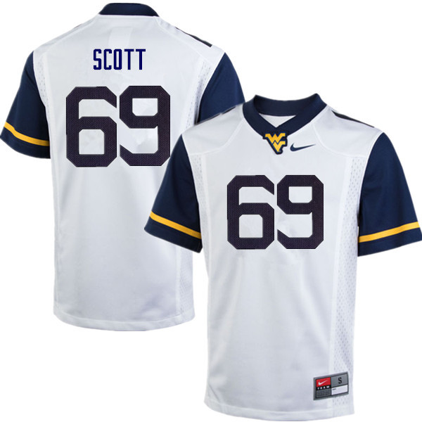 NCAA Men's Blaine Scott West Virginia Mountaineers White #69 Nike Stitched Football College Authentic Jersey VB23O47SK